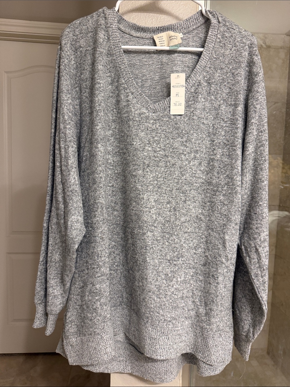 NWT Anthropologie Cozy Gray V-Neck Women's Sweater
